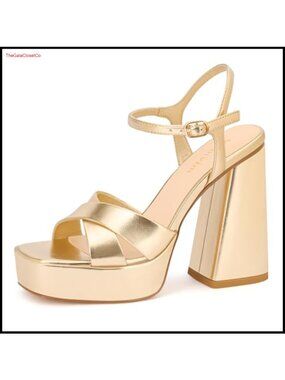 Women's Platform High Heels Chunky Block Heeled Sandals Open Square Toe